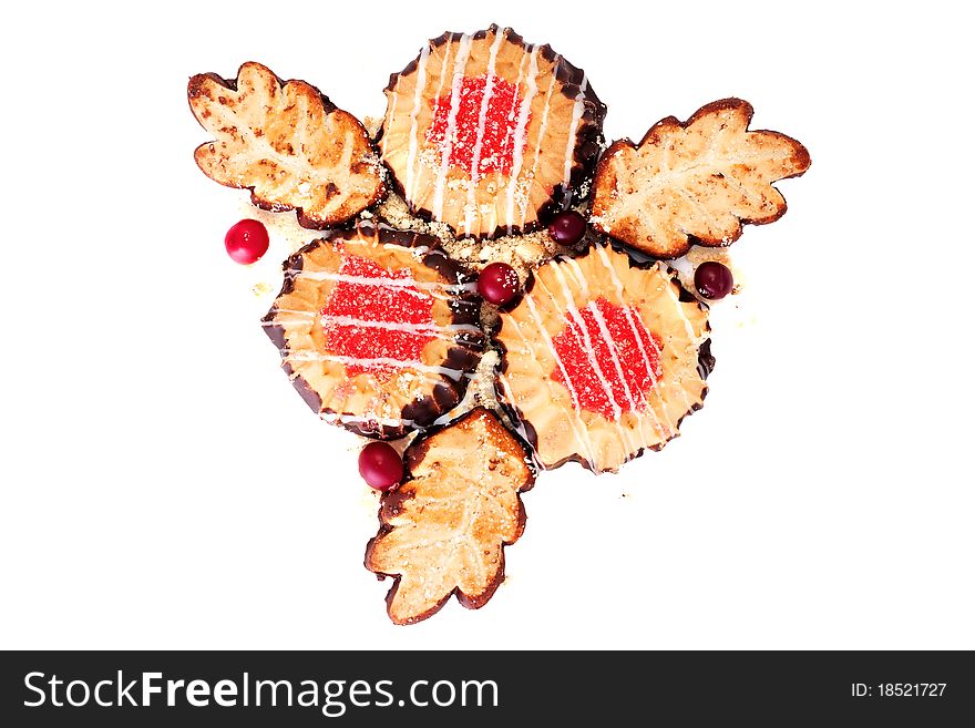 Butter biscuits with jam and  cranberries