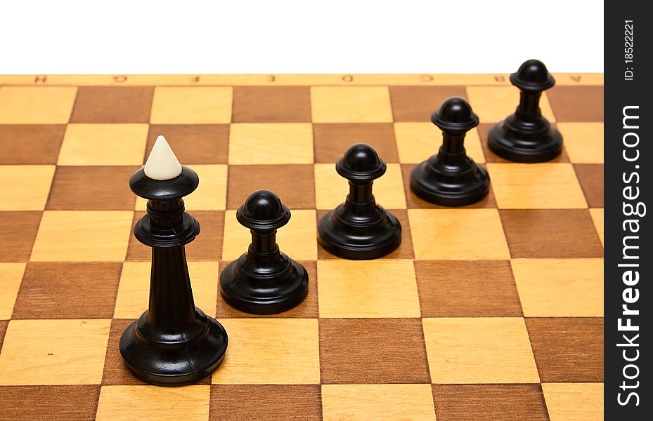 Chess and board on a white background