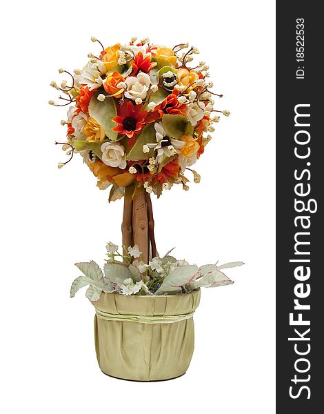 Artificial flower tree on a white background