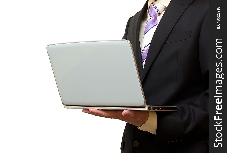 Businessman With Hands Laptop