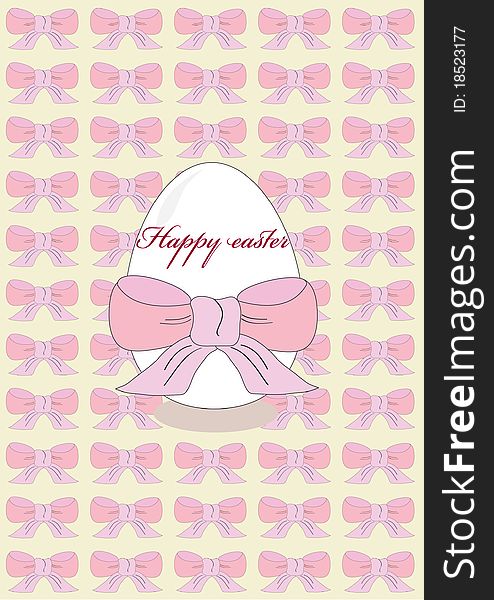 The eggs with text for happy easter and with ribbon bacground. The eggs with text for happy easter and with ribbon bacground