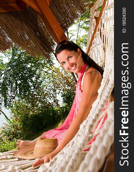 Young woman in hammock