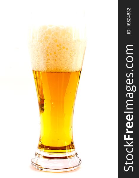 Light beer fresh in a glass of beer close up. Light beer fresh in a glass of beer close up