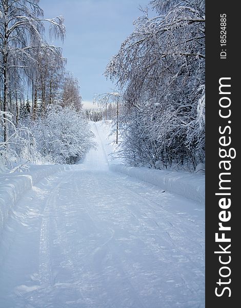 A snovy road at Finland. A snovy road at Finland.