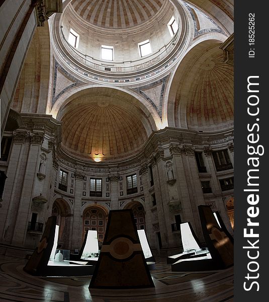 View of the inside ceiling of the National Pantheon landmark located in Lisbon, Portugal. View of the inside ceiling of the National Pantheon landmark located in Lisbon, Portugal.