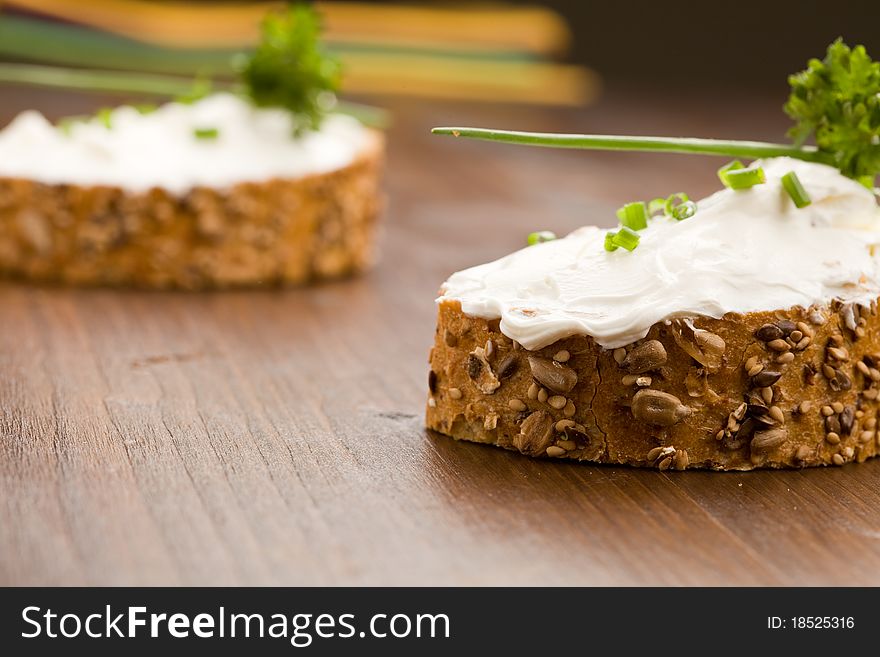 Slice Of Bread With Creme Fraiche