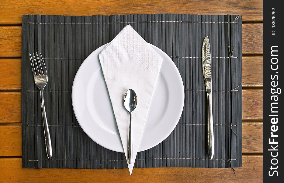 Plate with fork and knife. Plate with fork and knife