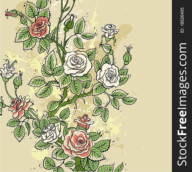 Grunge roses background for design