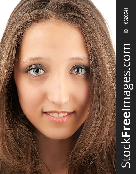 Closeup portrait of a happy beautiful young girl