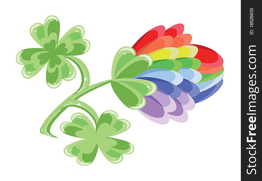 Rainbow clover isolated over white