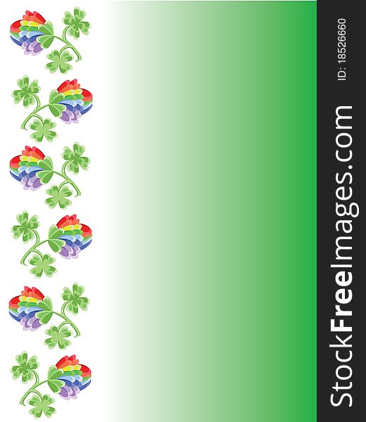 Green background with border of the  clover. Green background with border of the  clover