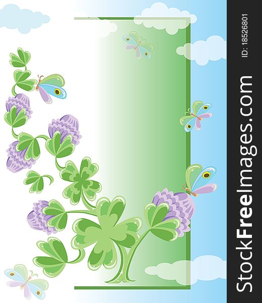 Green background with flowers of the clover. Green background with flowers of the clover