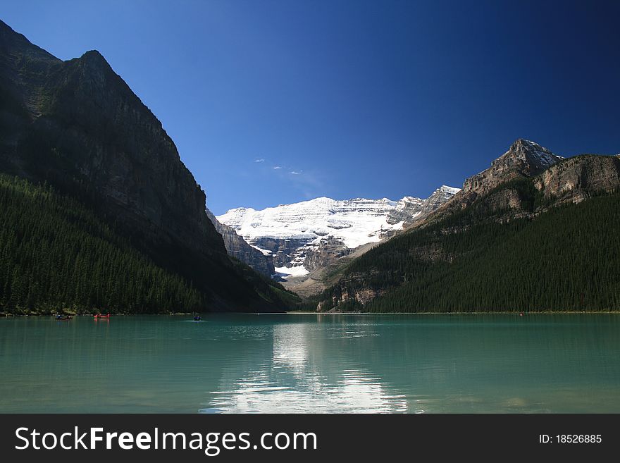 A view of Lake Louise on a sunny September day.