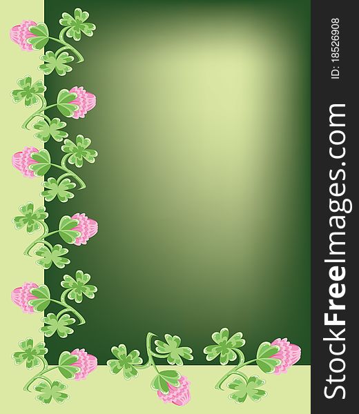 Green background with border of the clover. Green background with border of the clover