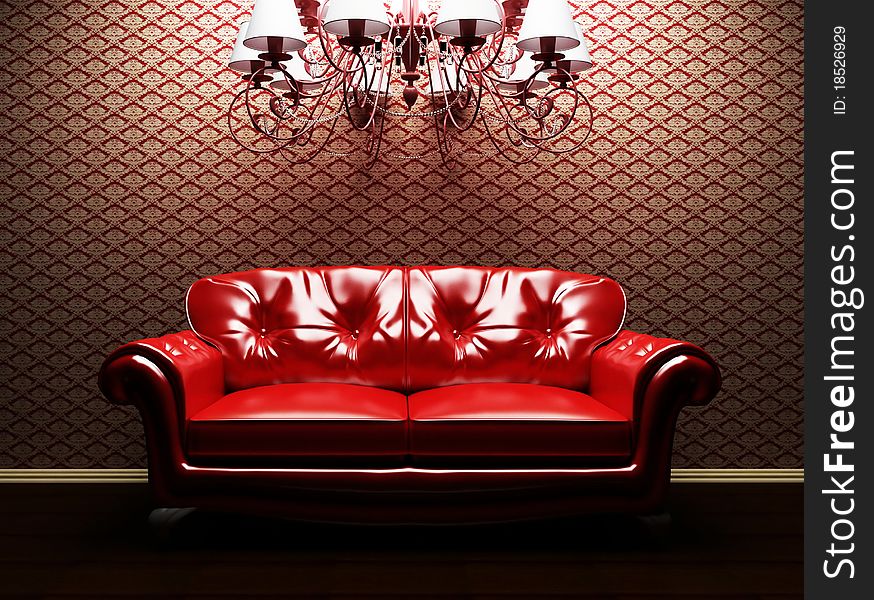 This is an eleganse interior with a sofa and a luster. This is an eleganse interior with a sofa and a luster
