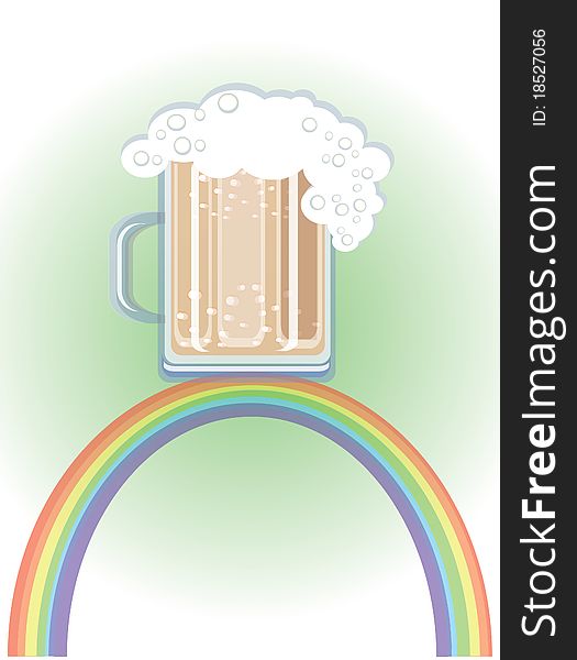 St. Patrick's Day.Beer on the rainbow