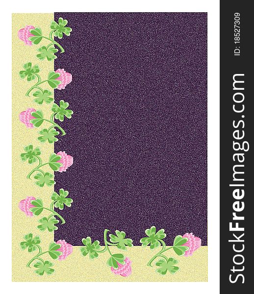 Violet background with border of the clover. Violet background with border of the clover