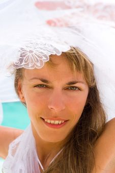 Bride On A Tropical Beach Royalty Free Stock Photography