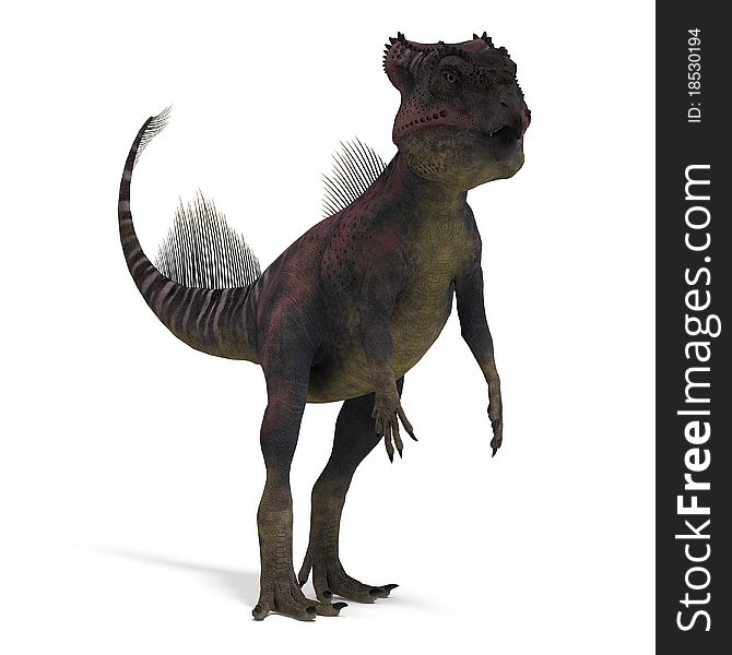 Dinosaur Archaeoceratops. 3D rendering with clipping path and shadow over white