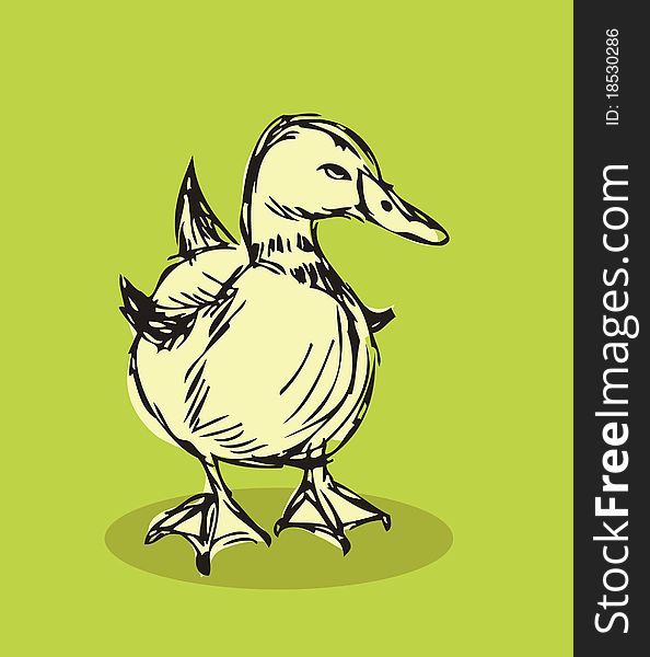 Duck vector Isolated on background Tattoo retro style hand drawn