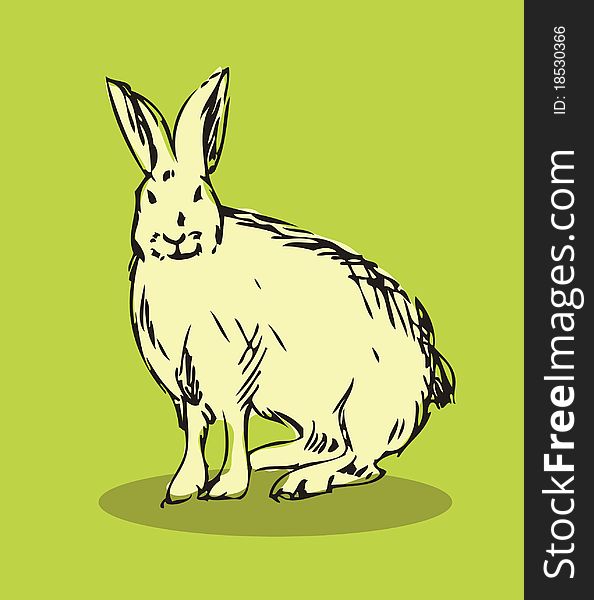 Rabbit vector fake retro tattoo style