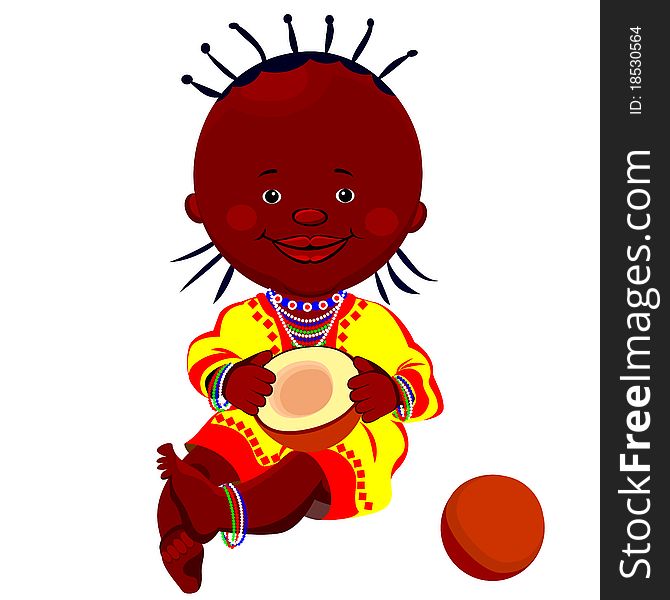 Vector Black Baby With Coconut