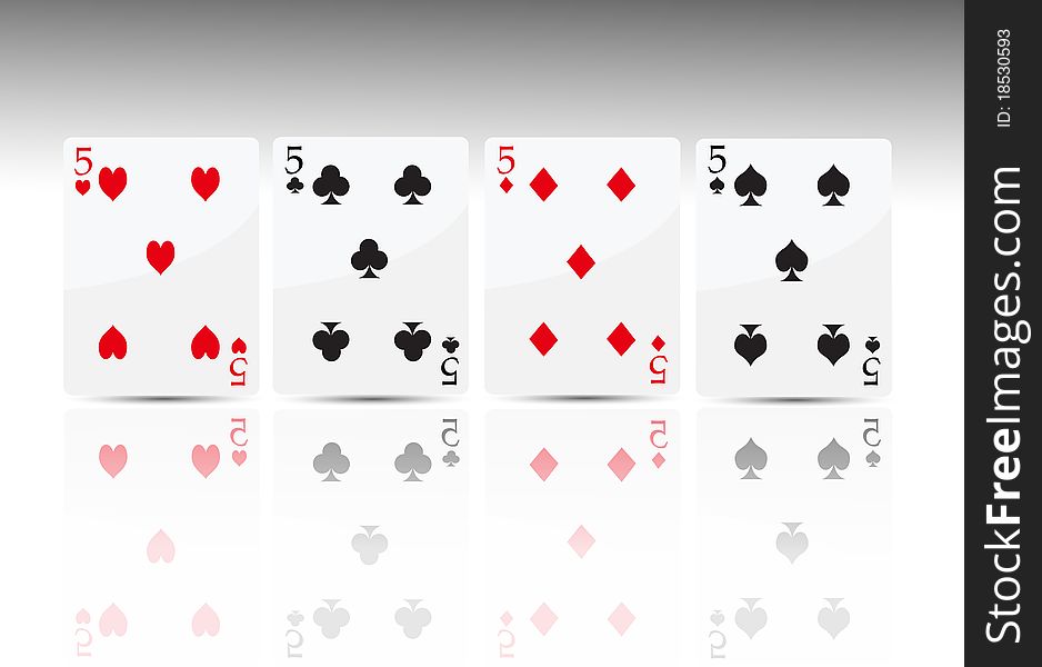 Poker card 4 five isolated on white