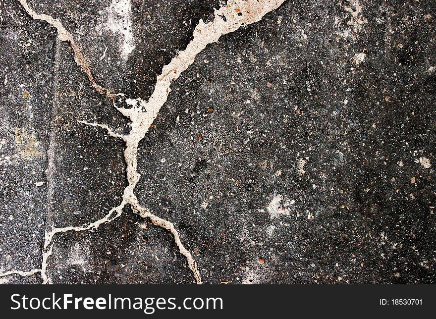 Closeup of weathered asphalt. Strong contrast grungy type