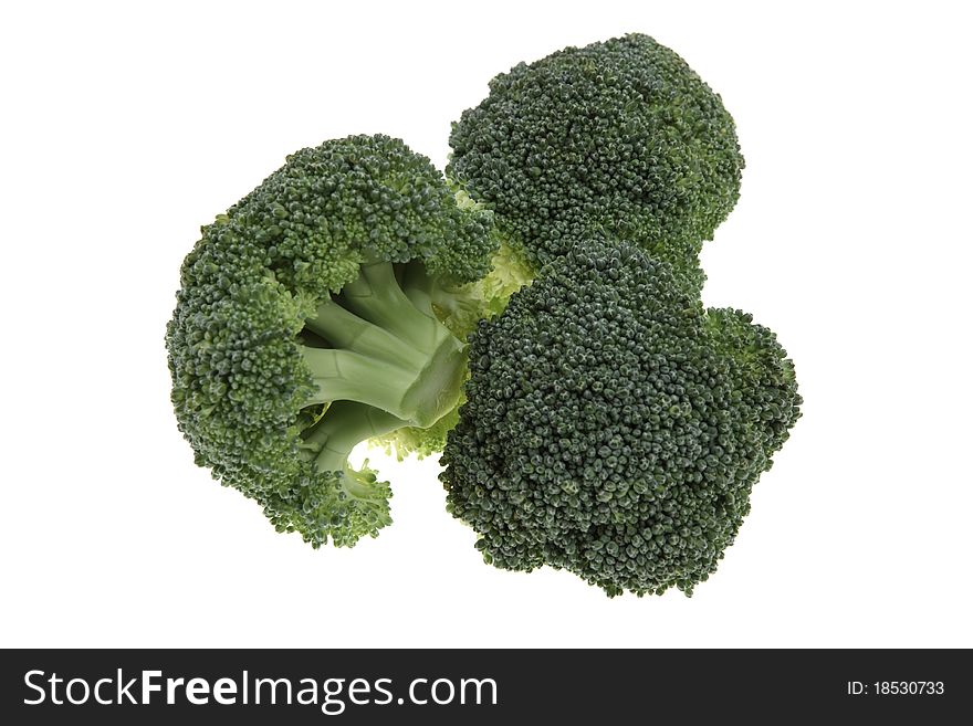 Fresh, Raw, Green Broccoli. Isolated on white background