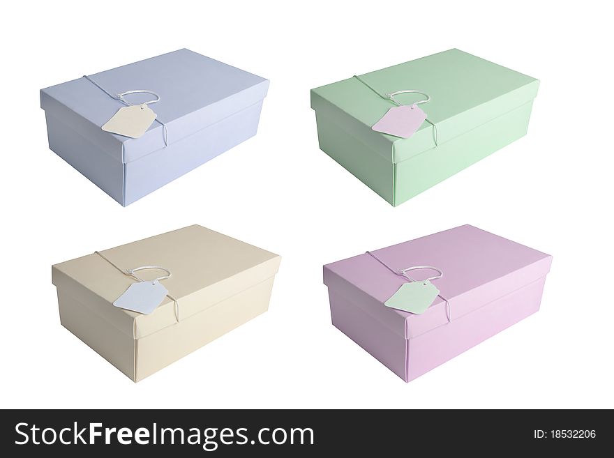 Blue, cream and other pastel coloured boxes on a white background. Blue, cream and other pastel coloured boxes on a white background