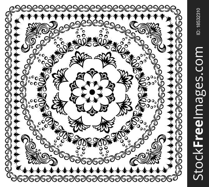 Black and white original circular pattern. Black and white original circular pattern