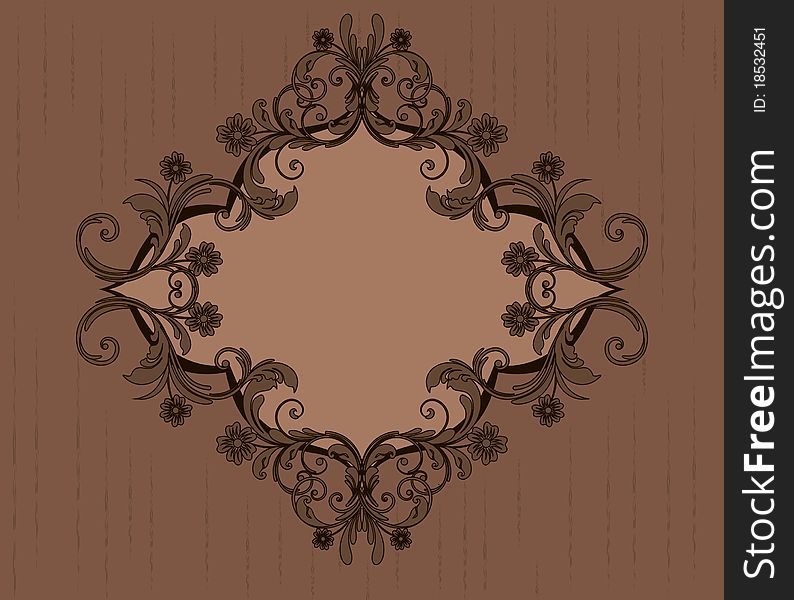 Brown floral border with swirls. Brown floral border with swirls