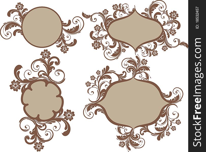 Brown floral border with swirls. Brown floral border with swirls