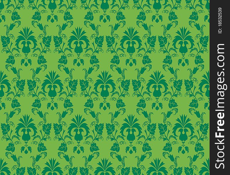 Green floral pattern, seamless pattern