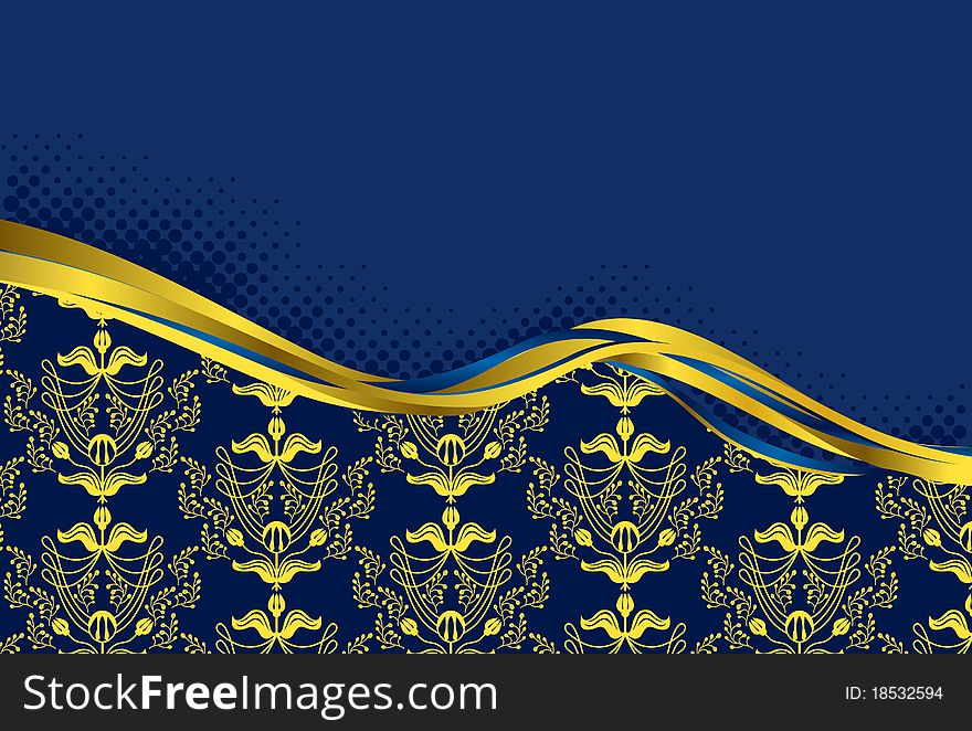 Gold patterns on a blue background. Gold patterns on a blue background