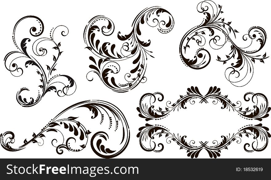 Floral silhouette curl  scrapbook  isolation