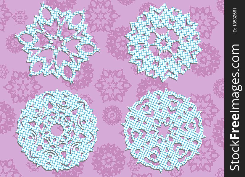 Snowflakes from the cell sheet of paper. No mask. Snowflakes from the cell sheet of paper. No mask.