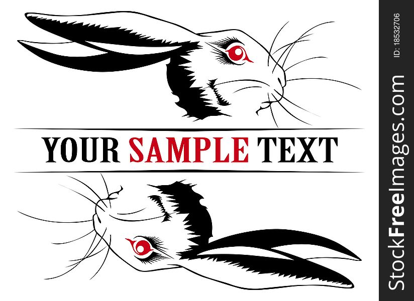 Bunny rabbit face in black and red