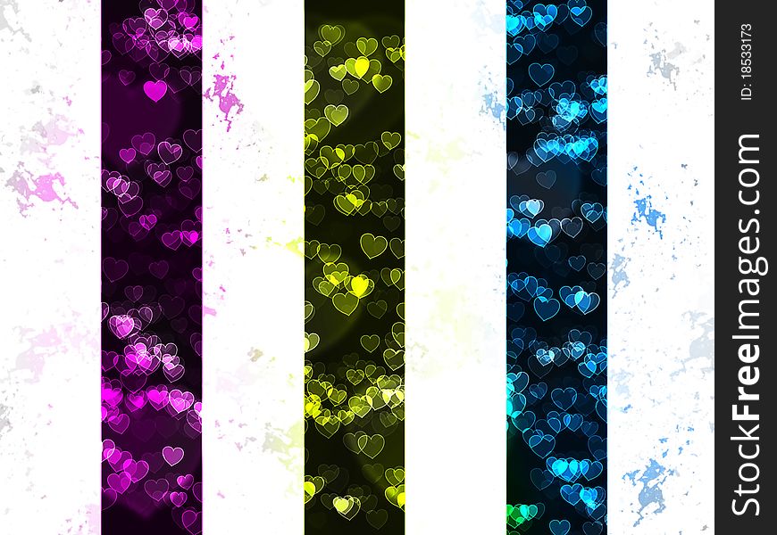 The abstract background with hearts.