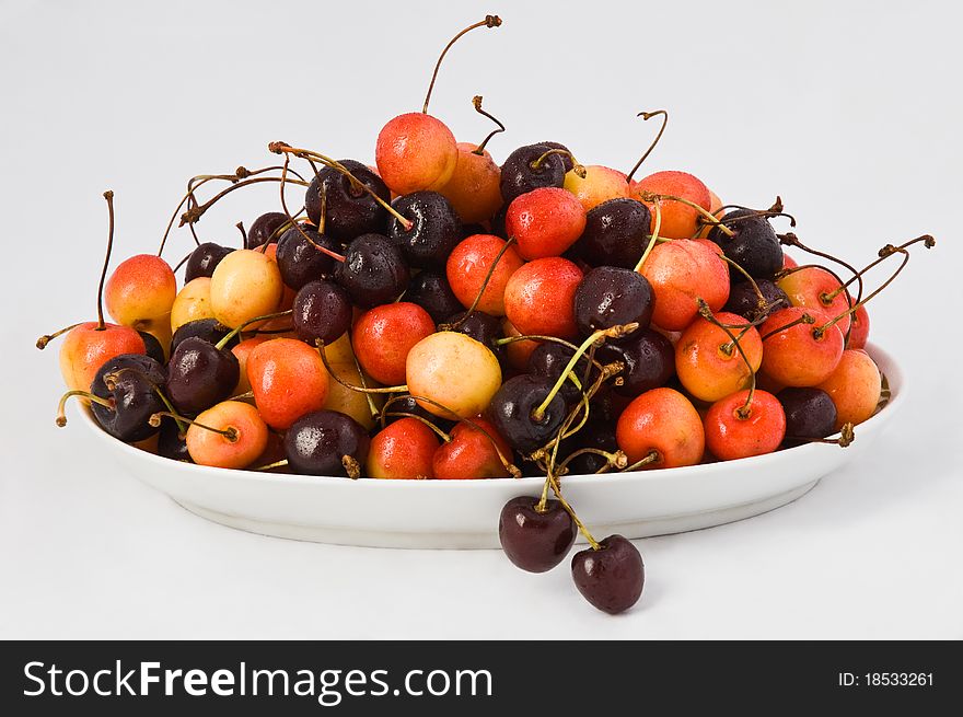 Sweet cherries heap of Fresh cherries. Sweet cherries