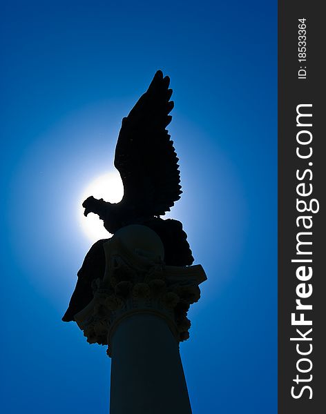 Statue of an American Eagle against blue sky. Statue of an American Eagle against blue sky