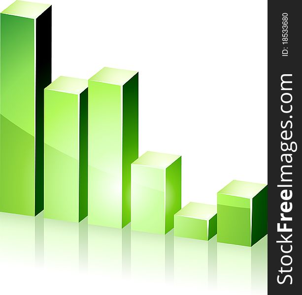 Vector bright 3d green  graph. Vector bright 3d green  graph.