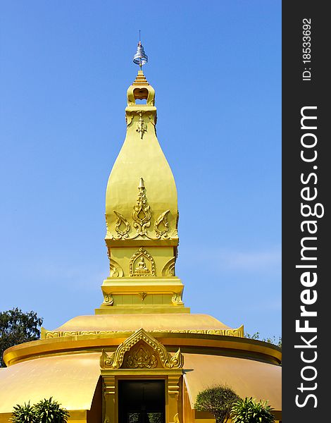 Golden pagoda with blue sky