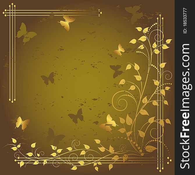 Grunge floral background with butterflies. Grunge floral background with butterflies.
