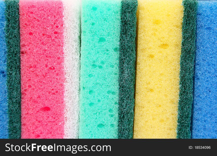Colorful sponges closeup horizontal  picture.