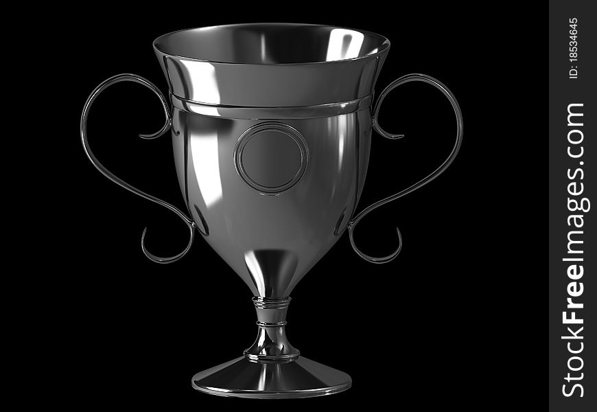 Silver Cup winner with handles on a black background
