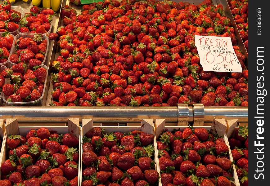Strawberries at the Mercado Central in Valencia, Spain. Strawberries at the Mercado Central in Valencia, Spain.