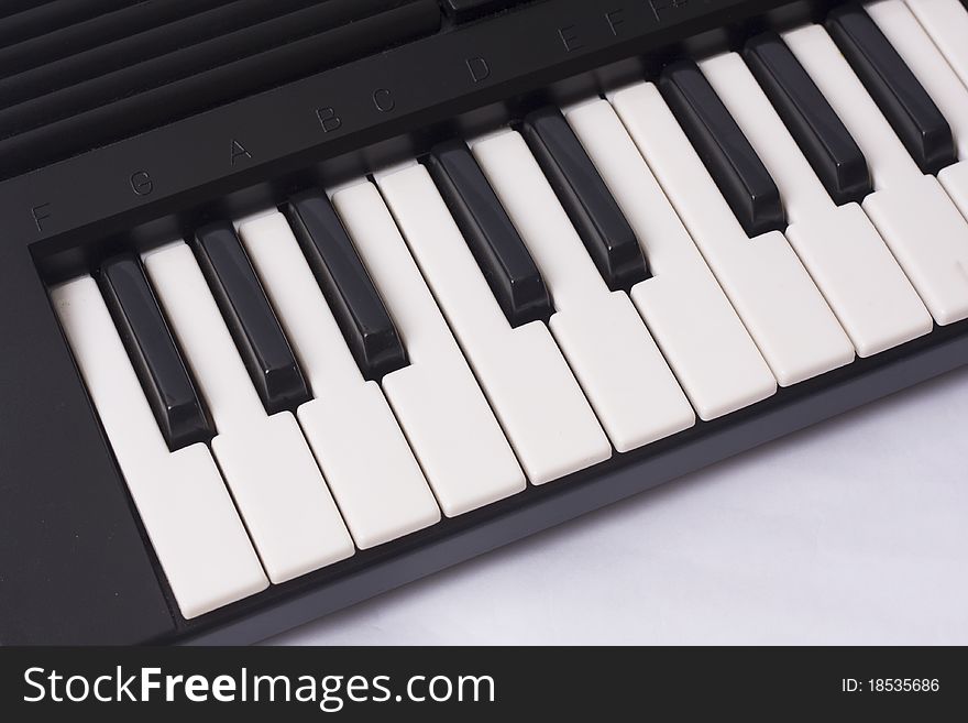 Close up midi keyboard isolated background