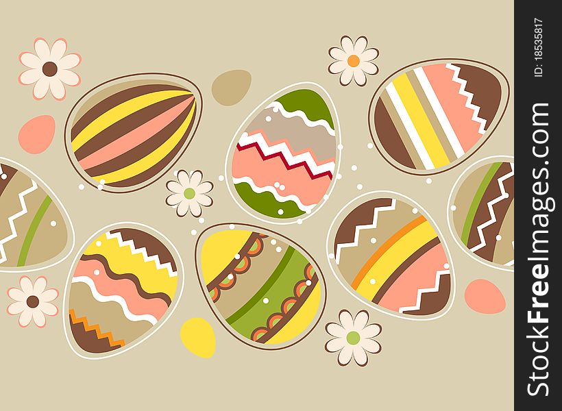 Seamless Horizontal Easter Pattern With Eggs