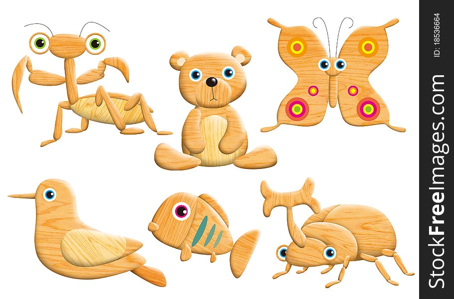 Funny monsters cartoon set - insect. Funny monsters cartoon set - insect